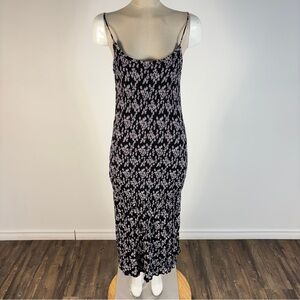 ❤️Patrons of Peace Black Floral Midi Dress | Cottagecore Boho Summer Slip Dress